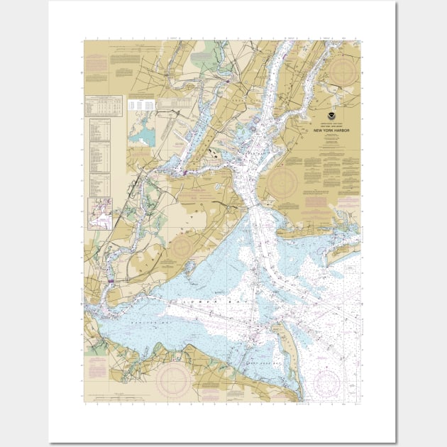 New York Harbor - Marine Navigation Nautical Chart Wall Art by Vidision Avgeek